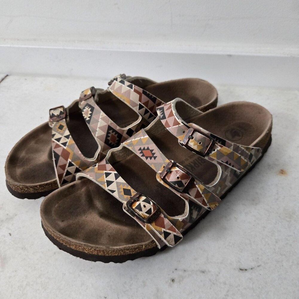 Birkenstock Florida Size 8 Fresh Vegan Ethno Mocha Birko-Flor Sandals - Picture 3 of 14